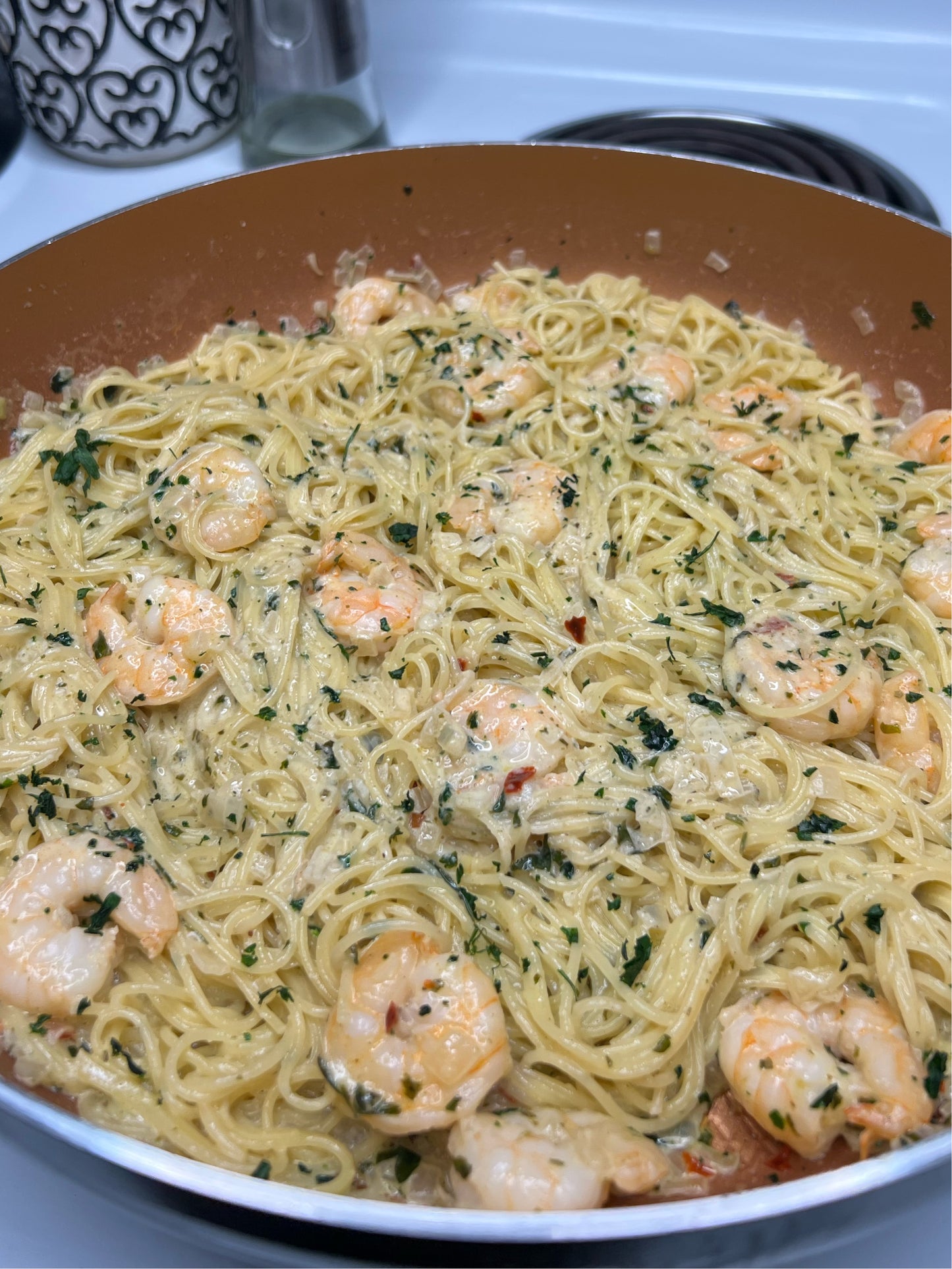 Creamy shrimp scampi