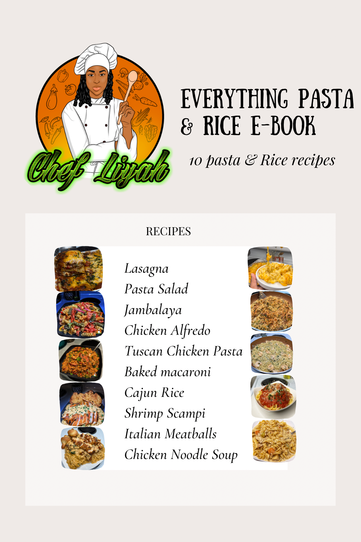 Pasta & Rice E- Book 10 recipes